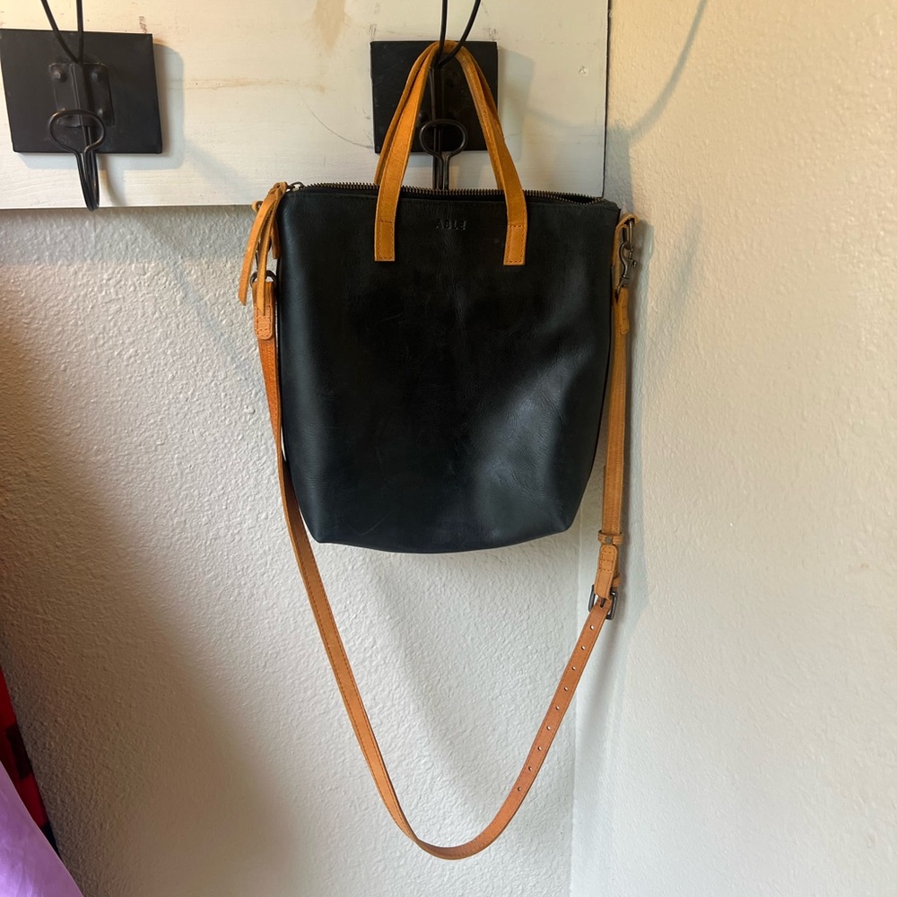 Able Black and Tan Crossbody Bag